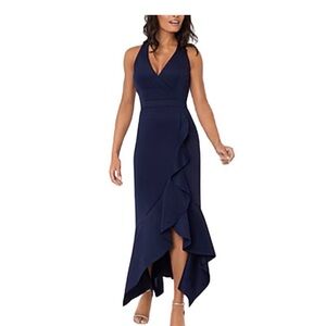 Chic Midnight Blue High-Low Dress